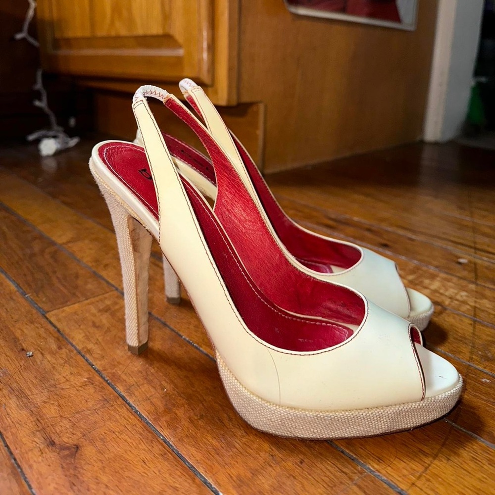 Elegant Cream‎ Peep-Toe Slingback Heels